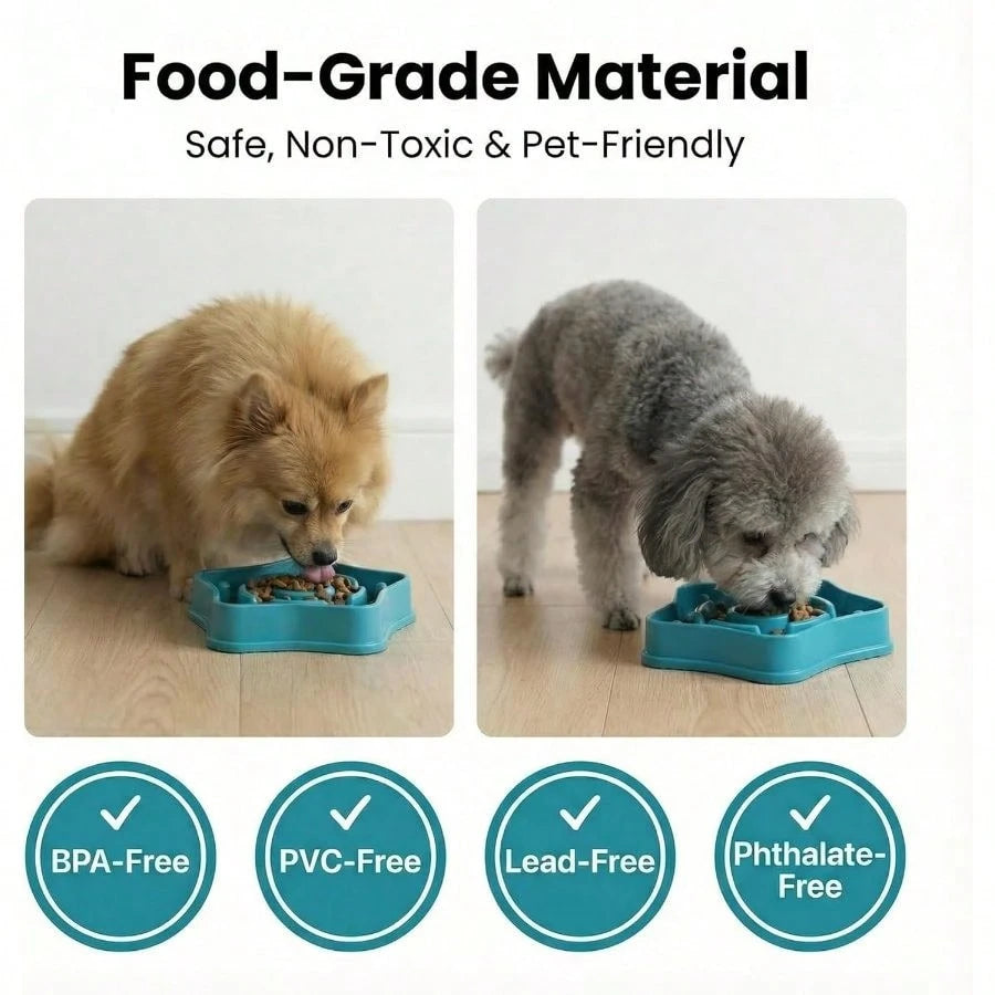 Pet Slow Feeder Bowl for Small Dogs – Puzzle Anti-Choking Slow Eating Bowl (350ml, BPA-Free)