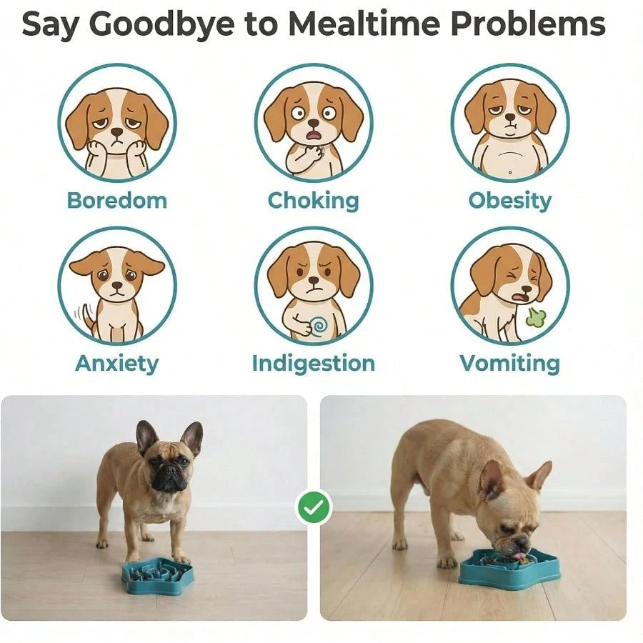 Pet Slow Feeder Bowl for Small Dogs – Puzzle Anti-Choking Slow Eating Bowl (350ml, BPA-Free)