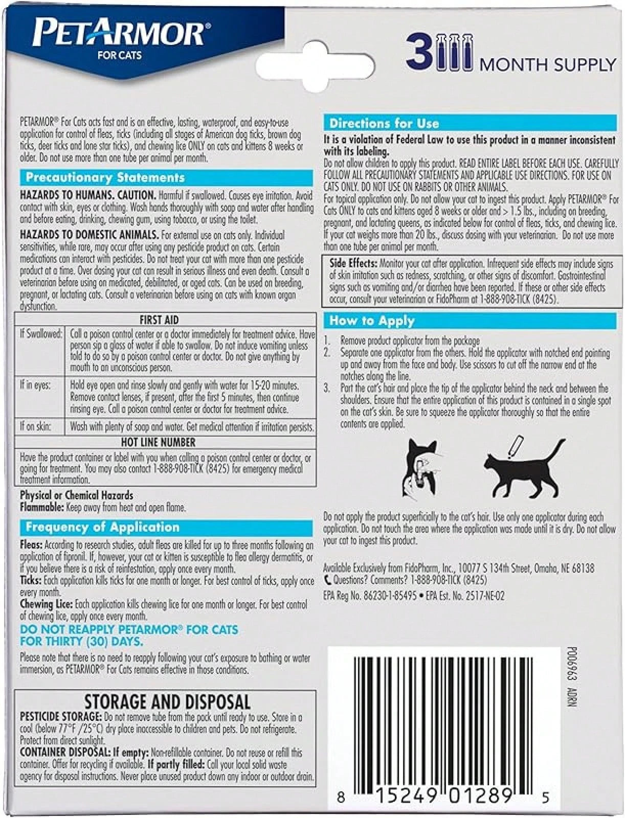 PetArmor Flea & Tick Treatment for Cats (Over 1.5 lbs) – 6 Month Topical Supply