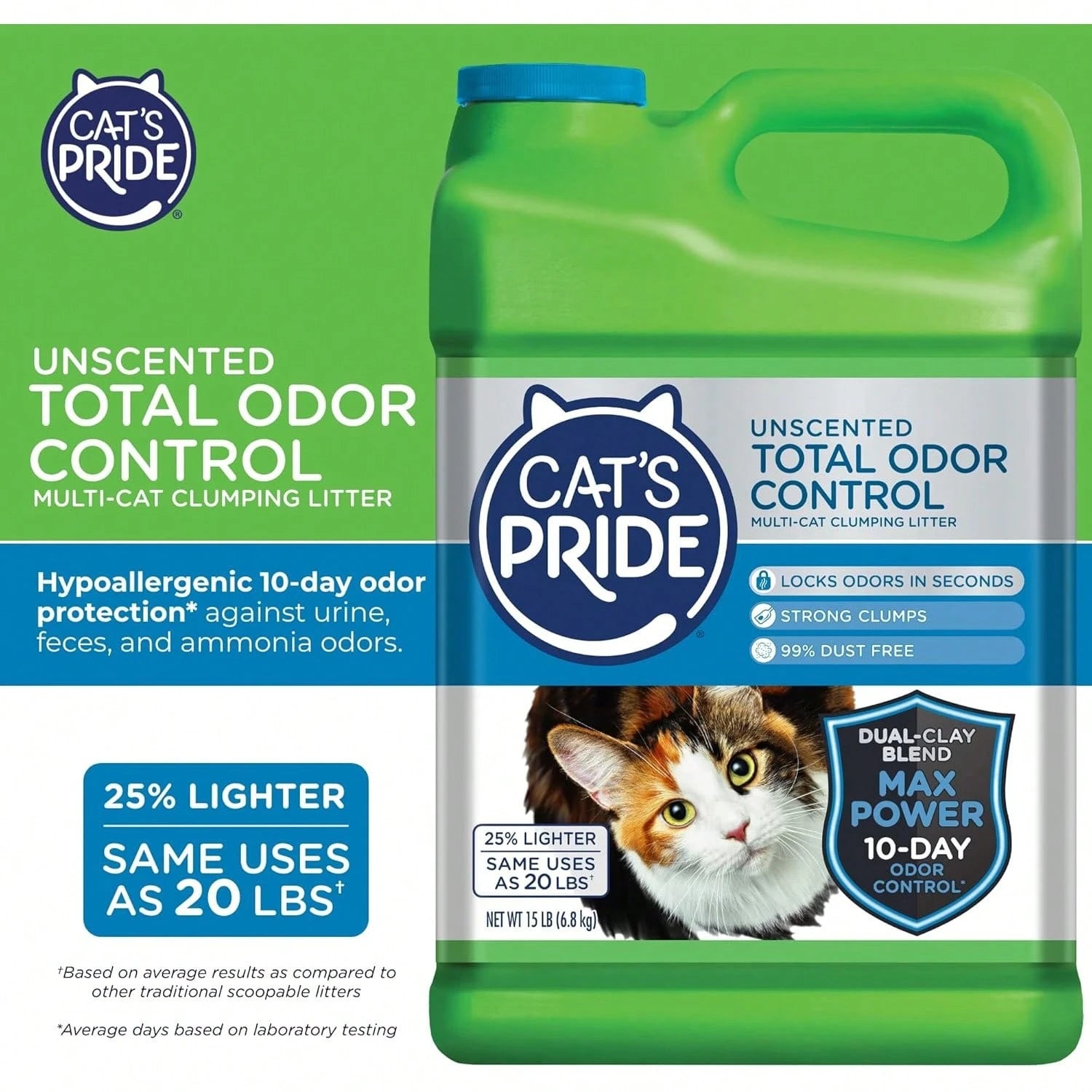 Cat’s Pride Max Power Total Odor Control Cat Litter – Strong Clumping, 99% Dust Free