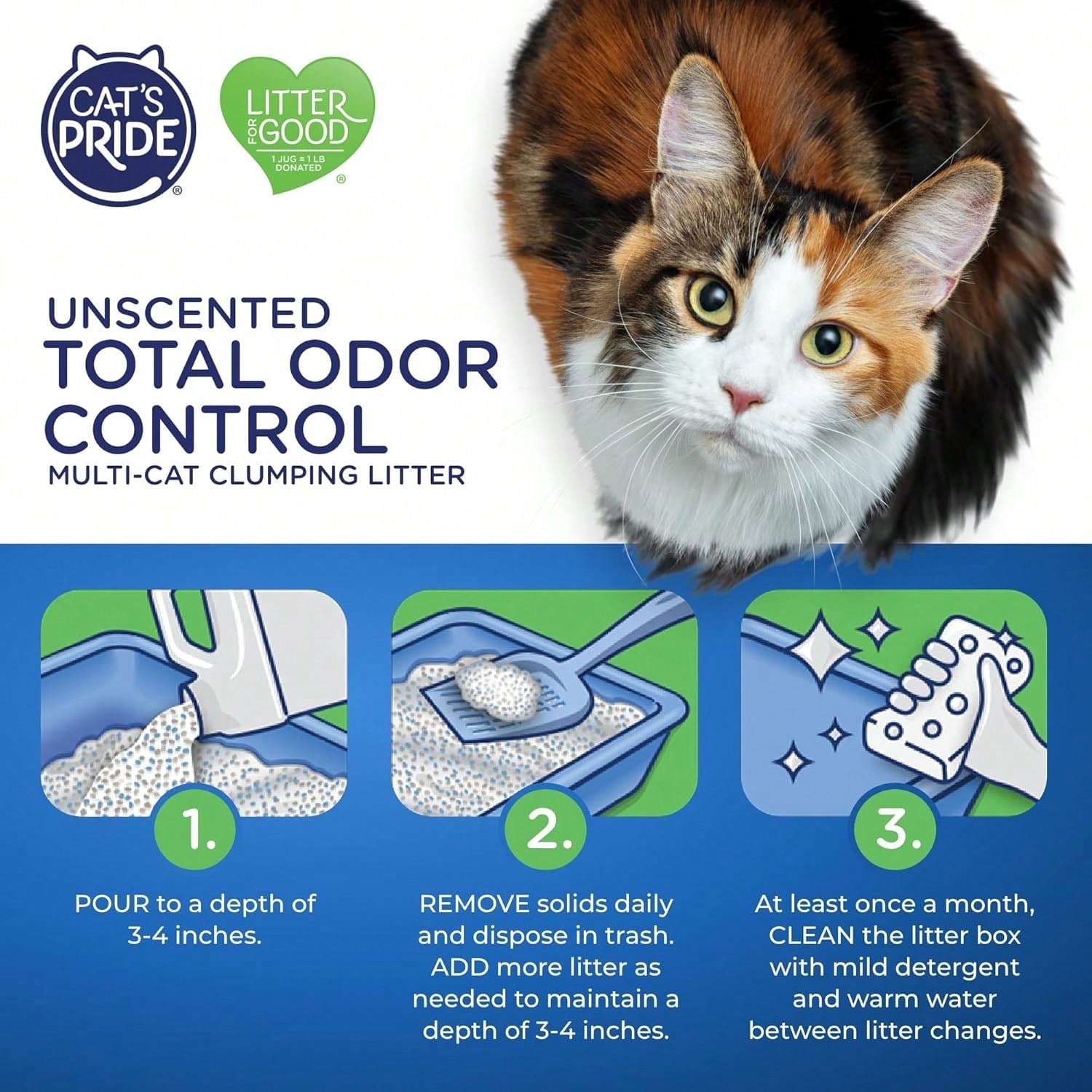 Cat’s Pride Max Power Total Odor Control Cat Litter – Strong Clumping, 99% Dust Free
