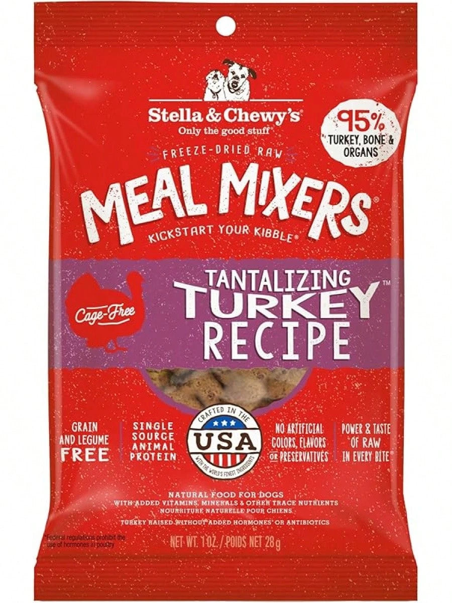 Stella & Chewy’s Freeze-Dried Tantalizing Turkey Meal Mixers – Dog Food Topper (95% Turkey, Organs & Bone, 18 oz)