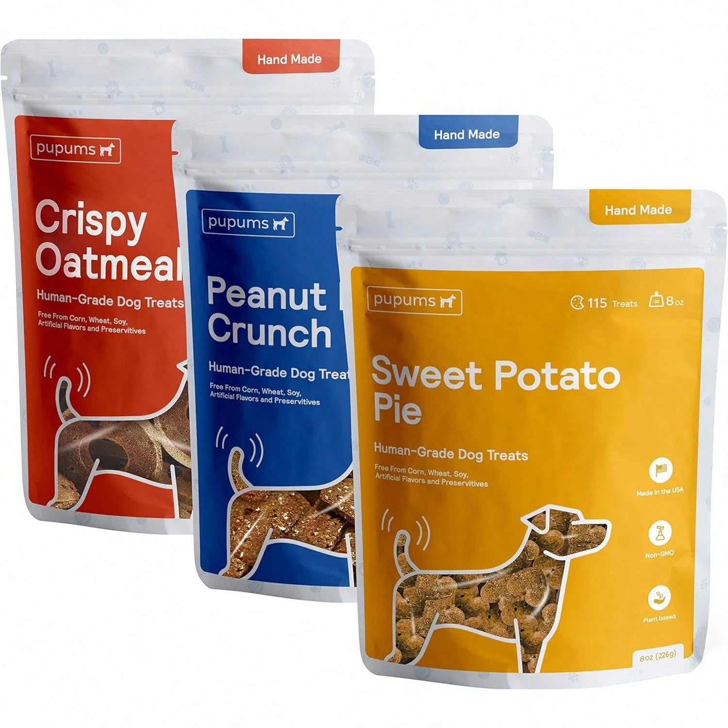 Sweet Potato, Oatmeal & Peanut Butter Dog Training Treats Variety Pack – Human-Grade Grain Cookies (3-Pack)